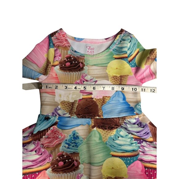 Ice cream Print Girls Dress XS 4 The Childrens Place 3/4 Sleeve Polyester/Spande - Picture 6 of 7